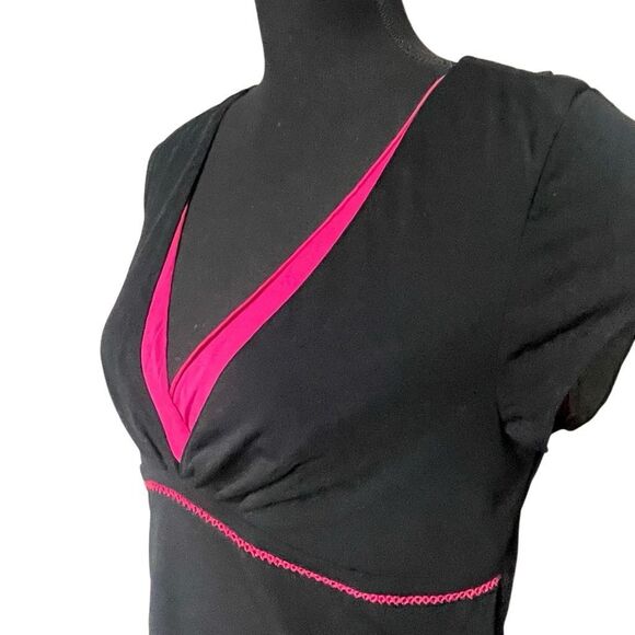 Old Navy Hot Pink and Black Mesh Babydoll Perfect Fit Top - Picture 2 of 6